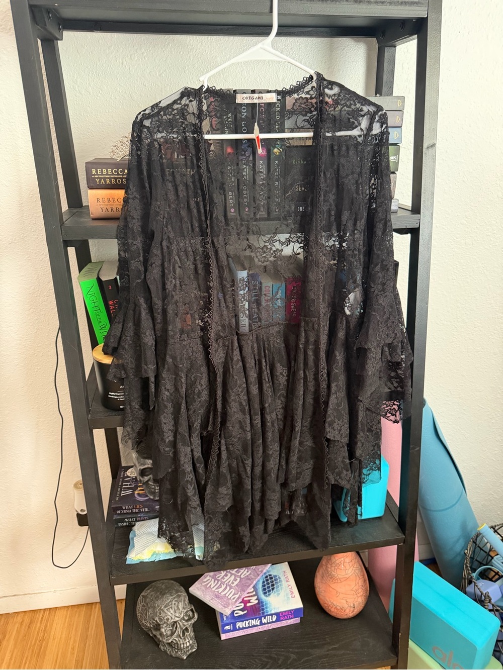 Black Lace Open Kimono